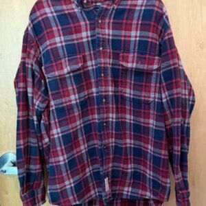 Abercrombie & Fitch Red Navy Plaid Flannel Shirt Men’s XL